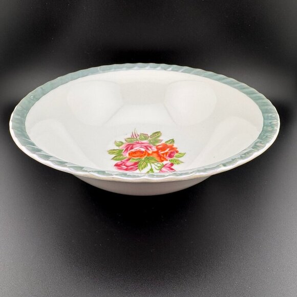 Vintage Yamatsu Japanese Soup Rice Bowl With Aqua Lusterware Trim - Picture 3 of 8